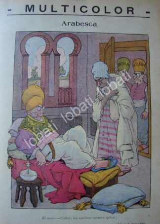 CARICATURA ANTIGUA 1914. VICTORIANO HUERTA Y LA INTERVENCION NORTEAMERICANA
