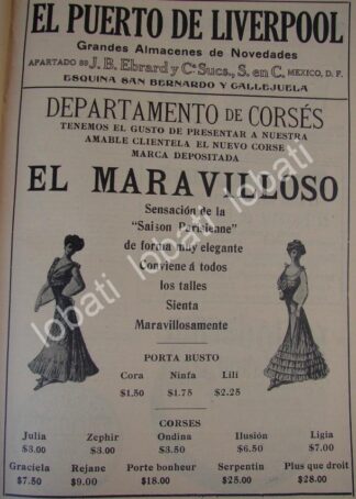 CARTEL ANTIGUO ORIGINAL DE TIENDA EL PUERTO DE LIVERPOOL 1909 PARAGUAS /688