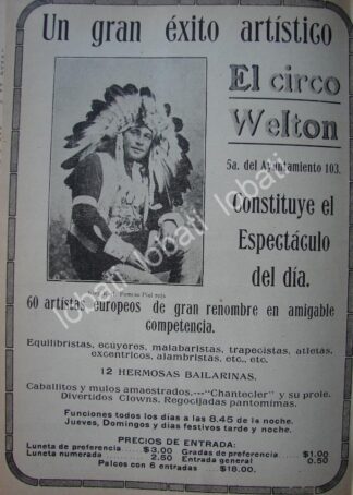 CARTEL ANTIGUO ORIGINAL DE GRAN CIRCO WELTON 1914 /769 MUY RARO