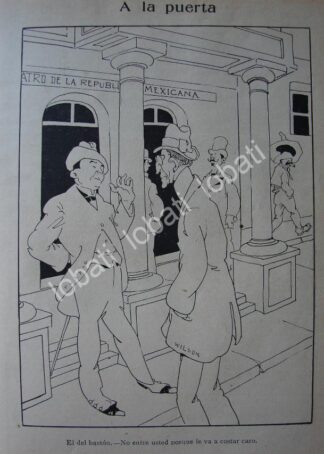 CARICATURA ANTIGUA 1914. WOODROW WILSON Y SU INGERENCIA EN MEXICO