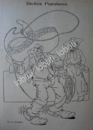 CARICATURA ANTIGUA 1914. VICTORIANO HUERTA Y JAMES CREELMAN