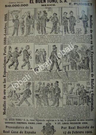 CARTEL ANTIGUO ORIGINAL DE AFICHE TIRA COMICA DE CIGARRERA EL BUEN TONO 1914 /278