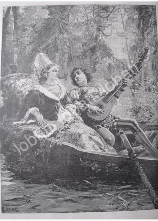 GRABADO ANTIGUO 1897 UN IDILIO ROMANTICO / ARTE