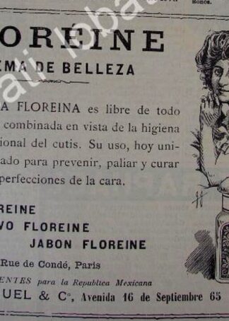 CARTEL ANTIGUO ORIGINAL DE CREMA PARA LA PIEL FLOREINE 1910 Y OTROS /Ni75