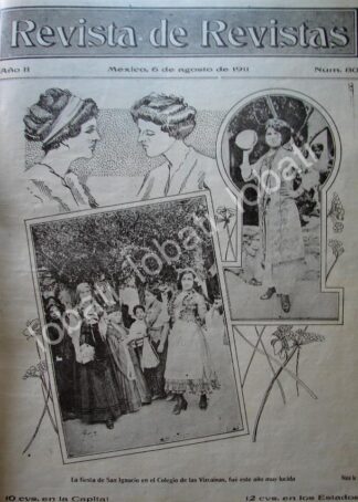 PORTADA ANTIGUA ORIGINAL  1911 FIESTA EN EL COLEGIO DE LAS VIZCAINAS /LDM