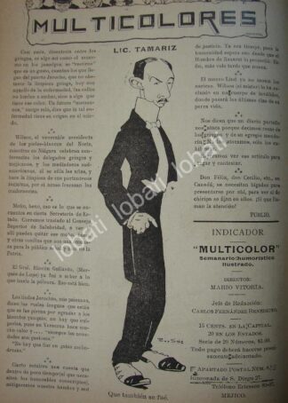 CARICATURA ANTIGUA. EDUARDO TAMARIZ ZANCHEZ 1914. POR PEREZ SOTO /53 PLT