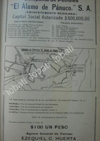 CARTEL ANTIGUO ORIGINAL DE COMPAÑIA PETROLERA EL ALAMO DE PANUCO 1913 /755