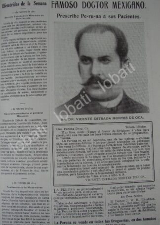 CARTEL ANTIGUO ORIGINAL DE VICENTE ESTRADA MONTES DE OCA Y MEDICINA LA PERUNA 1909 /27