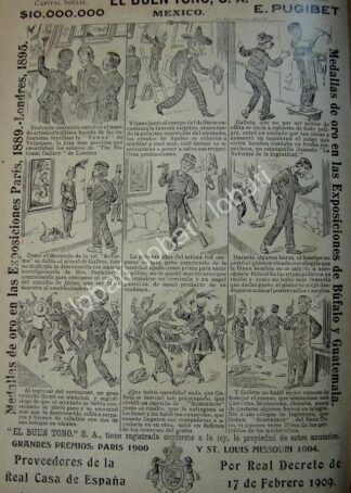 CARTEL ANTIGUO ORIGINAL DE CIA. CIGARRERA EL BUEN TONO 1914 TIRA COMICA No. 68 /280