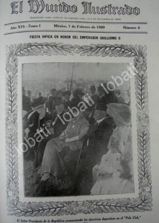 PORTADA ANTIGUA ORIGINAL  1909 PORFIRIO DIAZ Y ESPOSA EN POLO CLUB