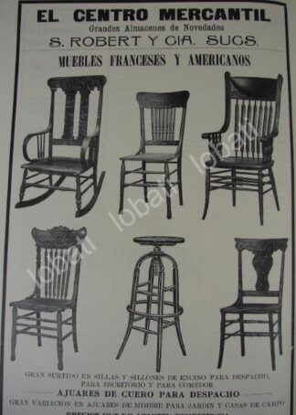 CARTEL ANTIGUO ORIGINAL DE TIENDA EL CENTRO MERCANTIL 1909 MUEBLES /182
