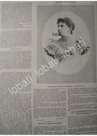 GRABADO ANTIGUO 1897. JULIA SCHMIDTTLEIN DE BERMEJILLO, FOTO DE VALLETO HNOS.