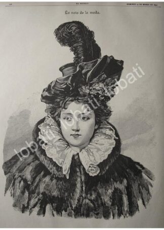 GRABADO ANTIGUO 1897 MODAS, SOMBRERO Y CAPOTA