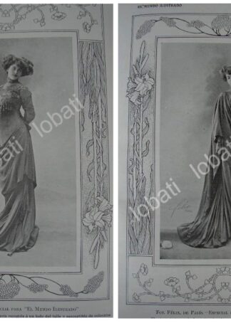 GRABADO ANTIGUO 1909. MODAS Y TENDENCIAS EN VESTIDOS /108