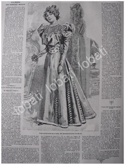 GRABADO ANTIGUO 1897 MODAS, TRAJE PARA NIÑA Y DAMA - Image 2