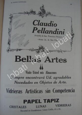 CARTEL ANTIGUO ORIGINAL DE TIENDA DE DECORACION CLAUDIO PELLANDINI 1910 /703