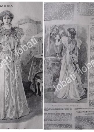 GRABADO ANTIGUO 1897 MODAS, TRAJE PARA HORA DEL TE. /97