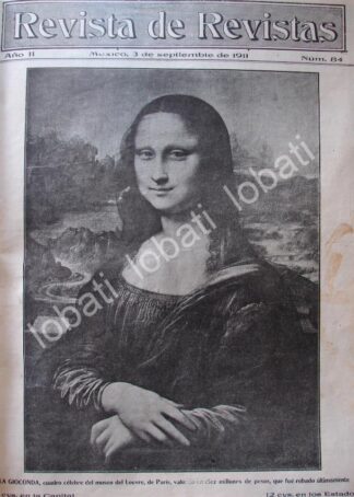 PORTADA ANTIGUA ORIGINAL  1911 EL ROBO DE LA PINTURA LA GIOCONDA