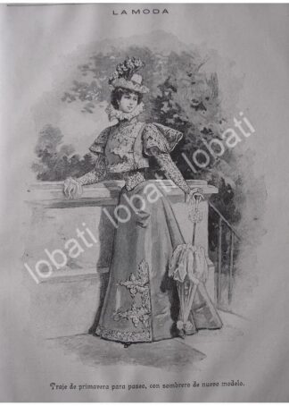 GRABADO ANTIGUO 1897. MODAS, VESTIDO DE PRIMAVERA. /98