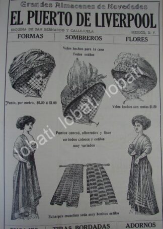 CARTEL ANTIGUO ORIGINAL DE TIENDAS EL PUERTO DE LIVERPOOL 1910 /705