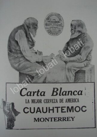 CARTEL ANTIGUO ORIGINAL DE CERVEZA CARTA BLANCA 1909 / 159 MUY RARO