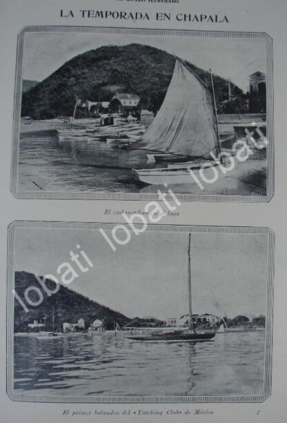 CARTEL ANTIGUO ORIGINAL DE REGATAS EN EL LAGO DE CHAPALA 1910 / LDM - Image 2