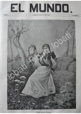 PORTADA ANTIGUA ORIGINAL  1897 ENTRE FLORES, POR: DE JOSE MARIA VILLASANA