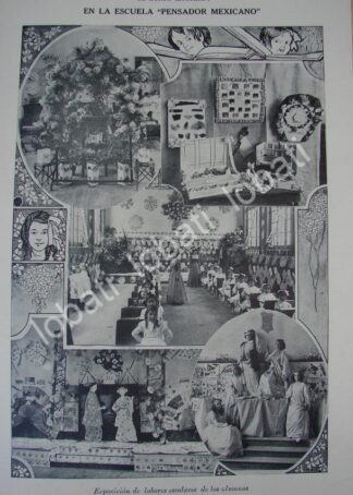 CARTEL ANTIGUO ORIGINAL DE ESCUELA PRIMARIA. PENSADOR MEXICANO. D.F 1910 / LDM