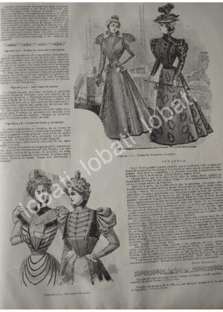 GRABADO ANTIGUO 1897. TENDENCIAS DE MODAS. /109