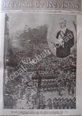 PORTADA ANTIGUA ORIGINAL  1911 EL PRESIDENTE Y DESFILE MILITAR AV. JUAREZ