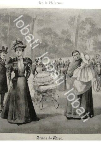 GRABADO ANTIGUO EN PASEO DE LA REFORMA 1897 POR: CARLOS ALCALDE