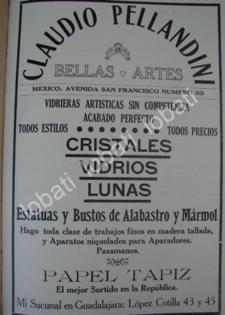 CARTEL ANTIGUO ORIGINAL DE TIENDA DE DECORACION CLAUDIO PELLANDINI 1910 /710