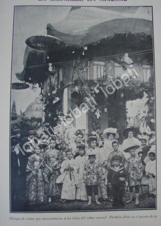 CARTEL ANTIGUO ORIGINAL DE NIETOS DE PORFIRIO DIAZ EN KERMESSE EN MIXCOAC 1910 / ASM