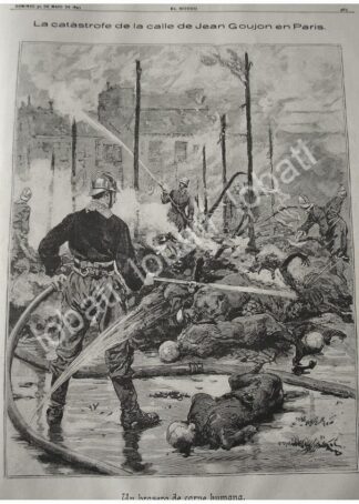 CARTEL ANTIGUO ORIGINAL DE NOTICIA DEL INCENDIO DEL BAZAR DE LA CHARITE 1897 CALLE JEAN GOUJON