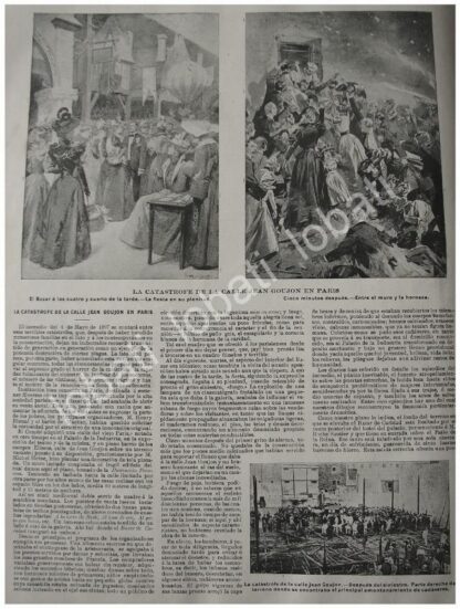 CARTEL ANTIGUO ORIGINAL DE NOTICIA DEL INCENDIO DEL BAZAR DE LA CHARITE 1897 CALLE JEAN GOUJON - Image 2