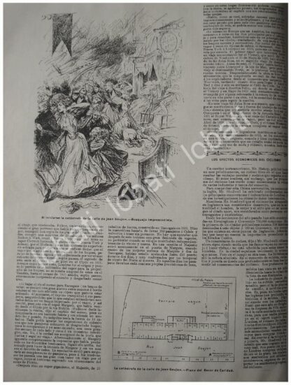 CARTEL ANTIGUO ORIGINAL DE NOTICIA DEL INCENDIO DEL BAZAR DE LA CHARITE 1897 CALLE JEAN GOUJON - Image 4