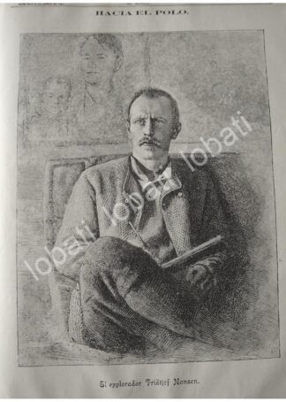GRABADO ANTIGUO 1897 EL EXPLORADOR FRIDTJOF NANSEN
