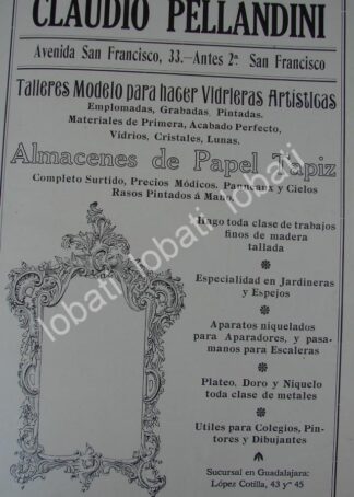 CARTEL ANTIGUO ORIGINAL DE TIENDA DE DECORACION. CASA CLAUDIO PELLANDINI 1910 /711