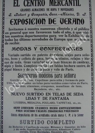 CARTEL ANTIGUO ORIGINAL DE TIENDA EL CENTRO MERCANTIL 1910 /714