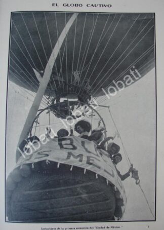 CARTEL ANTIGUO ORIGINAL DE VUELO EN GLOBO D.F 1910 / LDM