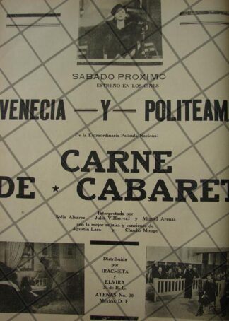 CARTEL ANTIGUO ORIGINAL ESTRENAN PELICULA. CARNE DE CABARET 1941 /149