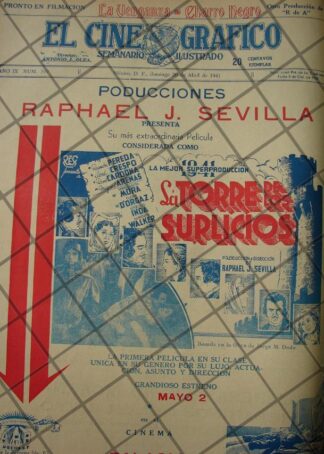 CARTEL ANTIGUO ORIGINAL PELICULA. LA TORRE DE LOS SUPLICIOS 1941 /151
