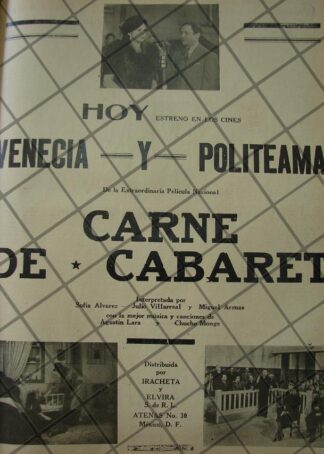 CARTEL ANTIGUO ORIGINAL ESTRENAN PELICULA. CARNE DE CABARET 1941 /153
