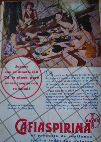 CARTEL PUBLICITARIO ANTIGUO CAFIASPIRINA BAYER 1939 /327