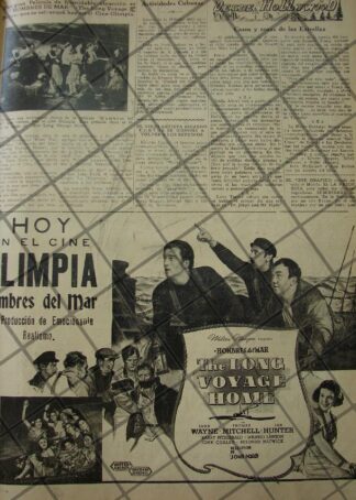 CARTEL ANTIGUO ORIGINAL PELICULA. HOMBRES DEL MAR 1941 /154