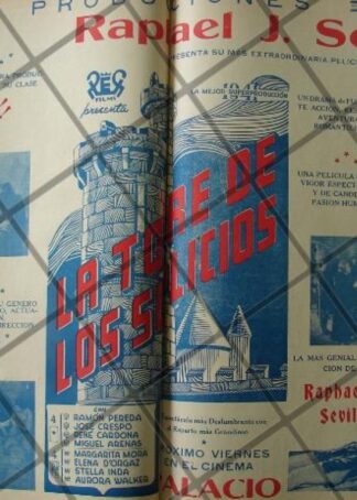 CARTEL ANTIGUO ORIGINAL PELICULA. LA TORRE DE LOS SUPLICIOS 1941 /155