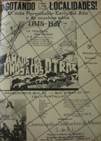 CARTEL ANTIGUO ORIGINAL PELICULA. AMAOS LOS UNOS A LOS OTROS 1941 /157