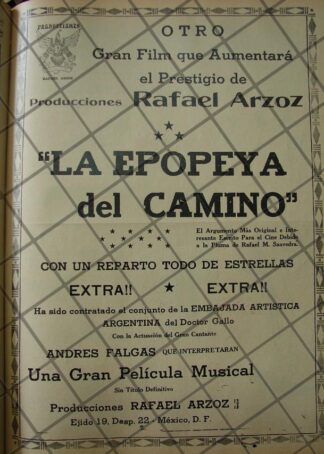CARTEL ANTIGUO. PROSPECTO DE PELICULA LA EPOPEYA DEL CAMINO 1941