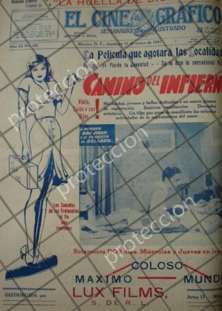CARTEL ANTIGUO ORIGINAL PELICULA. CAMINO DEL INFIERNO 1941 /158