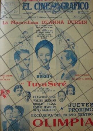 CARTEL ANTIGUO. PELICULA. TUYA SERE 1941 (NICE GIRL)